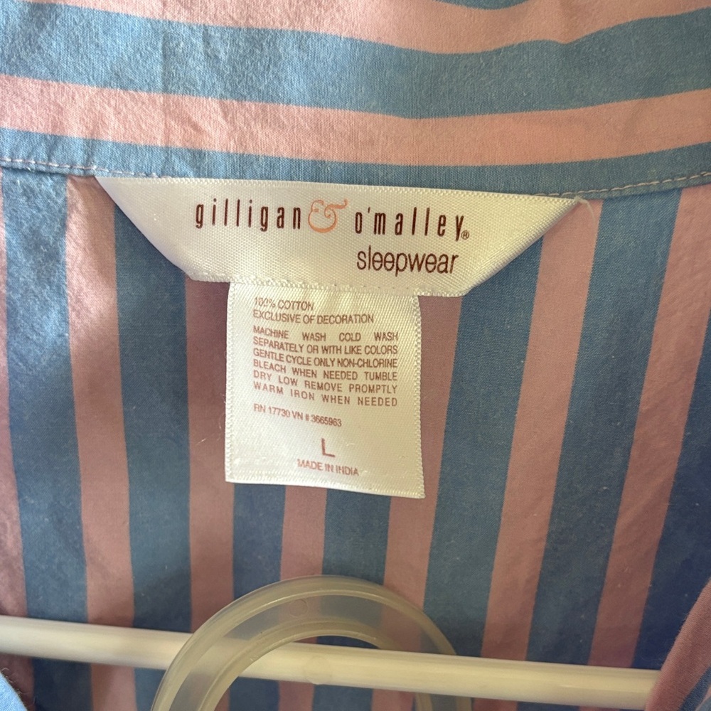 Women's Stripe Cotton Pajama Set - Blue & Pink - Picture 3 of 6